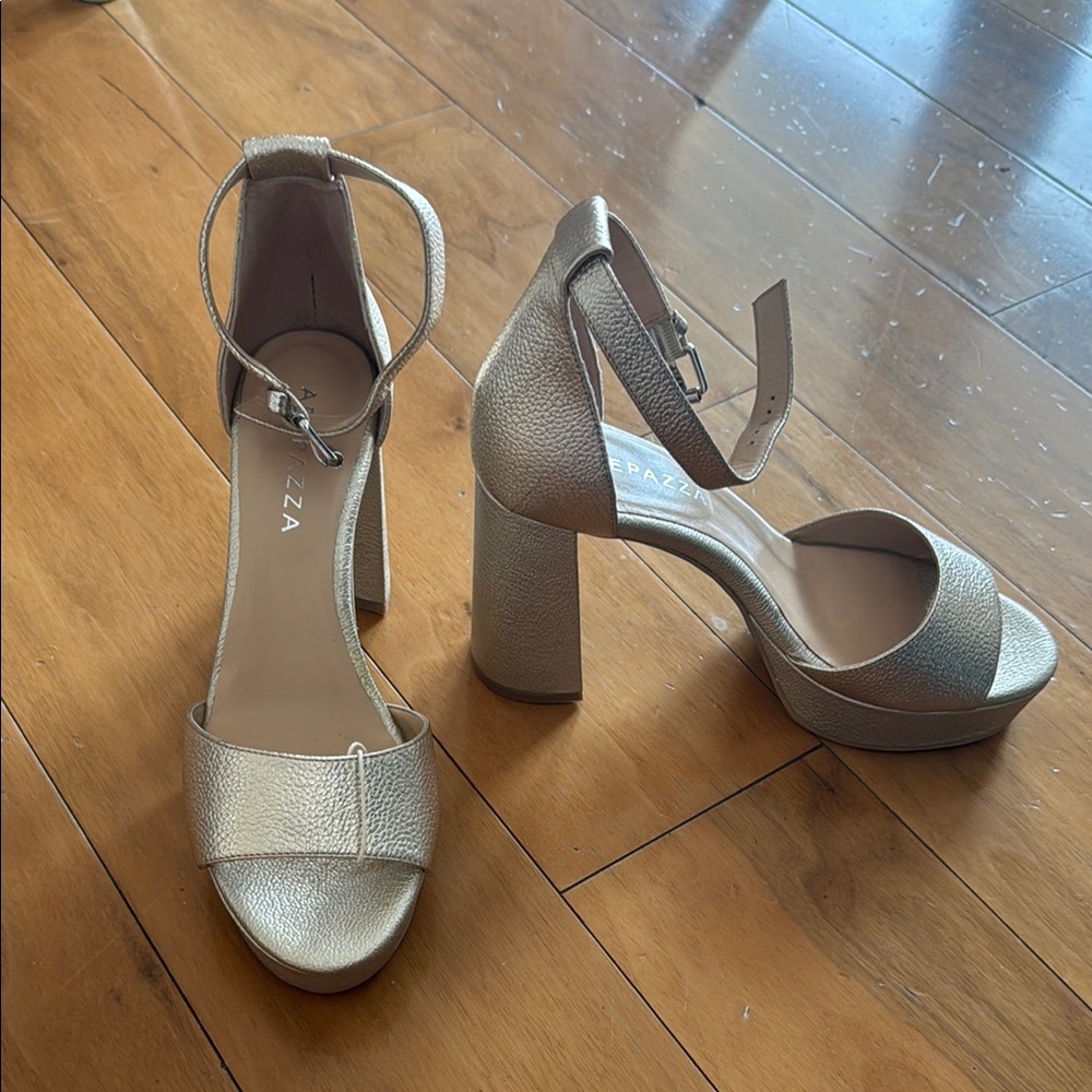 Women's Gold Block Heel Sandals
